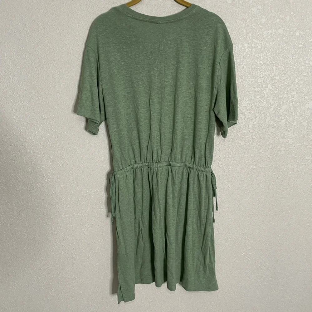 Old Navy Green Olive Tie Side Linen Blend T Shirt Dress Petite Medium